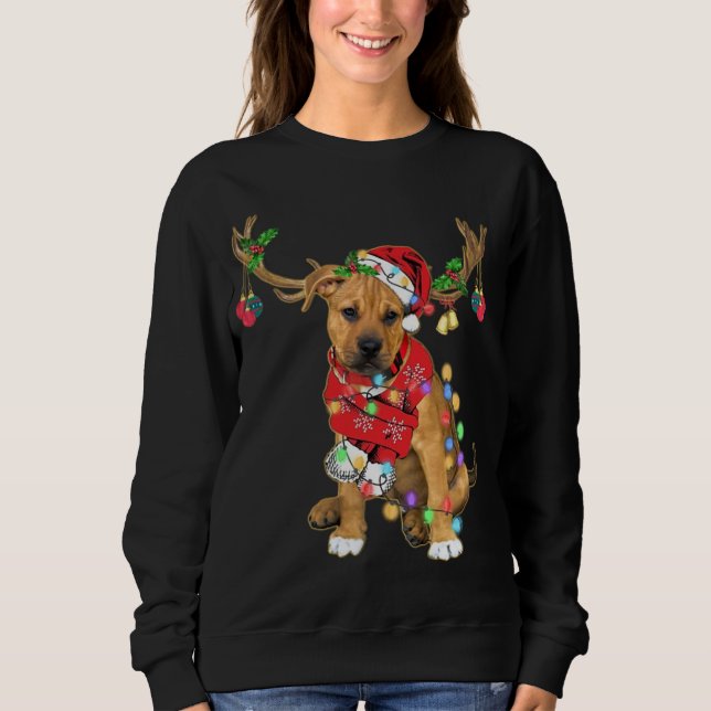 Pitbull boxer mix Gorgeous Reindeer Christmas Ligh Sweatshirt (Vorderseite)