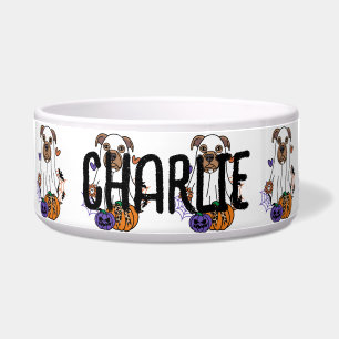Pitbull Brown Halloween Ghost Dog Napf