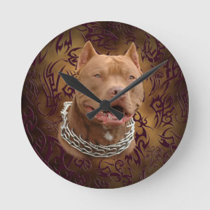 Pitbull Brown Runde Wanduhr