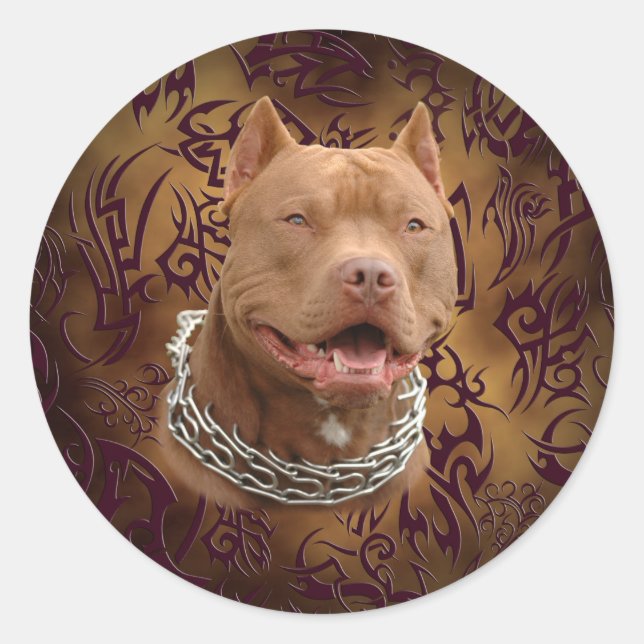 Pitbull Brown Runder Aufkleber (Vorderseite)