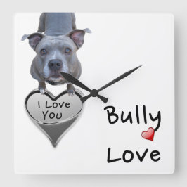 Pitbull Bully Liebe Wall Clock Quadratische Wanduhr