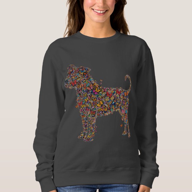 Pitbull Butterfly Silhouette Art | Bully Dog Lover Sweatshirt (Vorderseite)