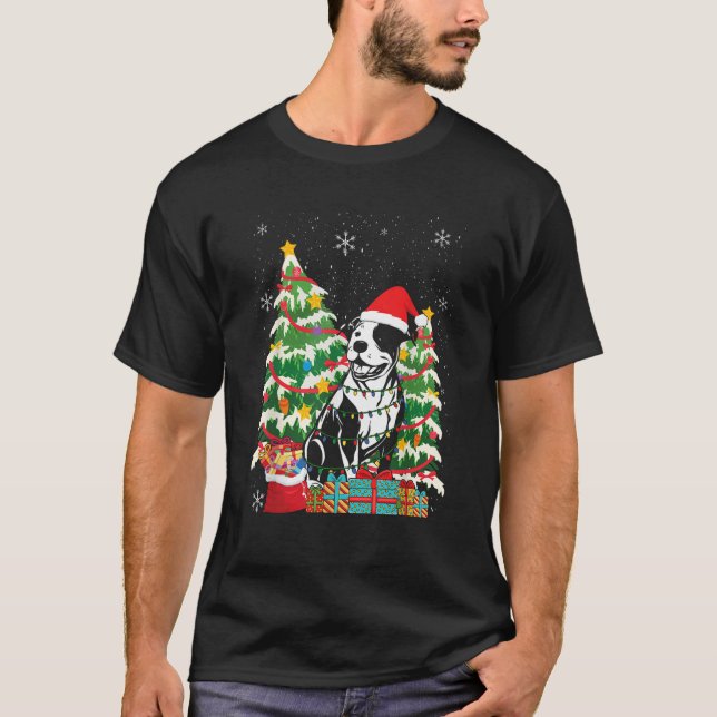 Pitbull Christmas Lights Christmas Dog Lover Pitbu T-Shirt (Vorderseite)