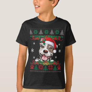 Pitbull Christmas Santa Ugly Sweater Dog Lover Xma T-Shirt