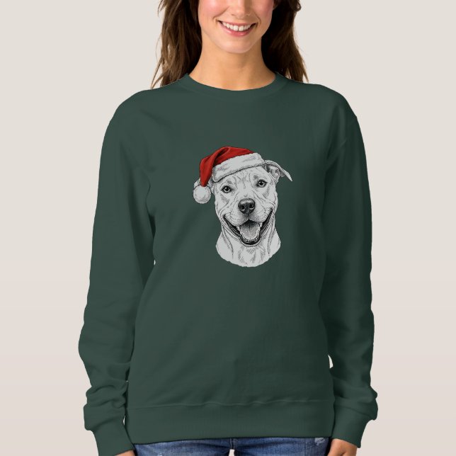 Pitbull Christmas Sweatshirt – Cute Santa Pitbull (Vorderseite)