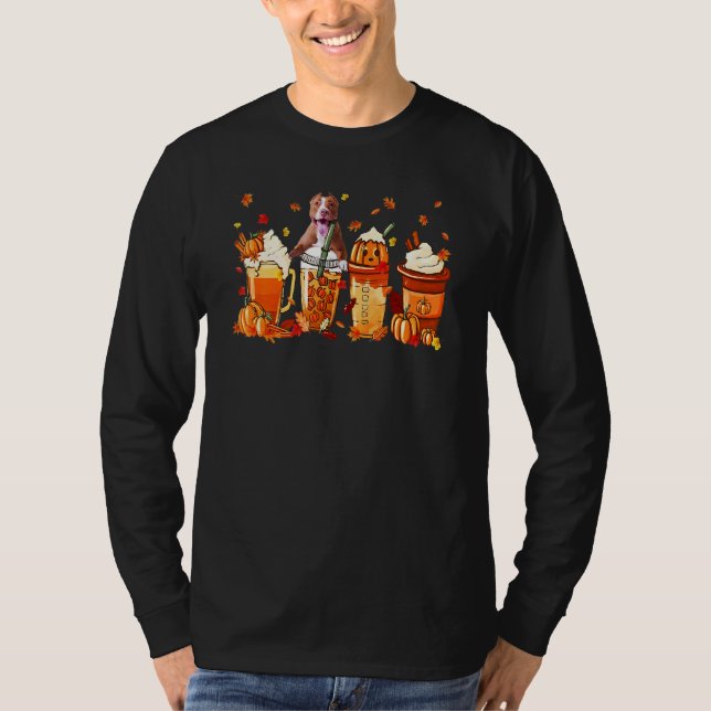 Pitbull Coffee Drink Pumpkin Spice Latte Autumn Fa T-Shirt (Vorderseite)