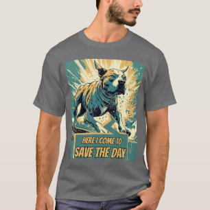 Pitbull Comic-Stil Hier komme ich, um den Tag zu r T-Shirt