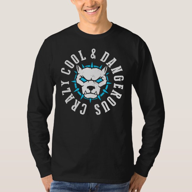 Pitbull Crazy Cool gefährlich T-Shirt (Vorderseite)
