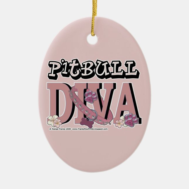 Pitbull DIVA Keramik Ornament (Vorne)
