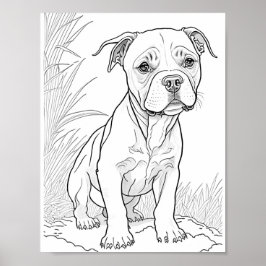 Pitbull Dog Aduloring Poster