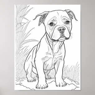 Pitbull Dog Aduloring Poster