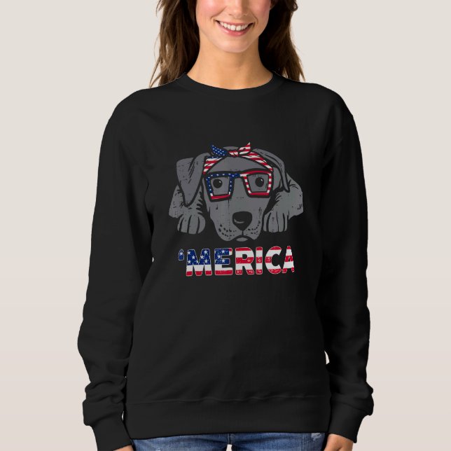 Pitbull Dog Bandana Merica 4. Juli Dog Puppy B Sweatshirt (Vorderseite)