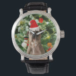 Pitbull Dog Christmas Tree Ornaments Snowman Armbanduhr<br><div class="desc">Pitbull Hund Weihnachtsbaumschmuck Snowman Watch. Niedlicher Pitbull Hund mit Weihnachtsbaumschmuck Schneemann im Hintergrund.</div>