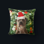 Pitbull Dog Christmas Tree Ornaments Snowman Kissen<br><div class="desc">Pitbull Hund Weihnachtsbaumschmuck Snowman Kissen. Niedlicher Pitbull Hund mit Weihnachtsbaumschmuck Schneemann im Hintergrund.</div>