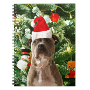 Pitbull Dog Christmas Tree Ornaments Snowman Notizblock
