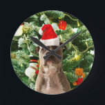 Pitbull Dog Christmas Tree Ornaments Snowman Runde Wanduhr<br><div class="desc">Pitbull Hund Weihnachtsbaumschmuck Schneemann Doormat.Niedlich Pitbull Hund mit Weihnachtsbaumschmuck Schneemann im Hintergrund.</div>