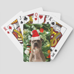 Pitbull Dog Christmas Tree Ornaments Snowman Spielkarten