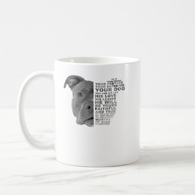 Pitbull Dog Er ist Ihr Freund Ihr Partner Ihr Tun Kaffeetasse (Links)