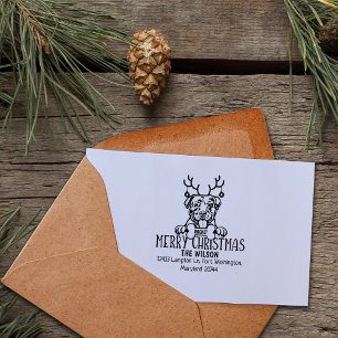 Pitbull Dog Frohe Weihnachtsfeier Rücksendeadresse Gummistempel