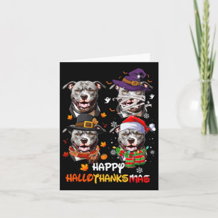 Pitbull Dog Hallothanksmas Halloween-Erntedank Karte