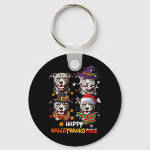 Pitbull Dog Hallothanksmas Halloween-Erntedank Schlüsselanhänger