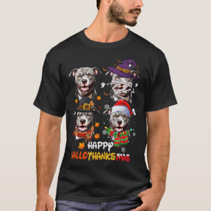Pitbull Dog Hallothanksmas Halloween-Erntedank T-Shirt