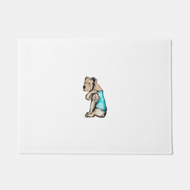 Pitbull Dog I Liebe Daddy Tattoo Funny Daddy Pitbu Fußmatte (Vorderseite)