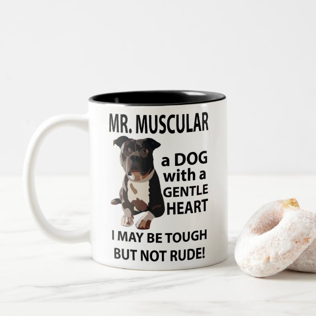 Pitbull Dog Lover Zweifarbige Tasse (Mit Donut)