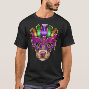 Pitbull Dog Mardi Gras Mask Jester Hat Pit Bull Pu T-Shirt