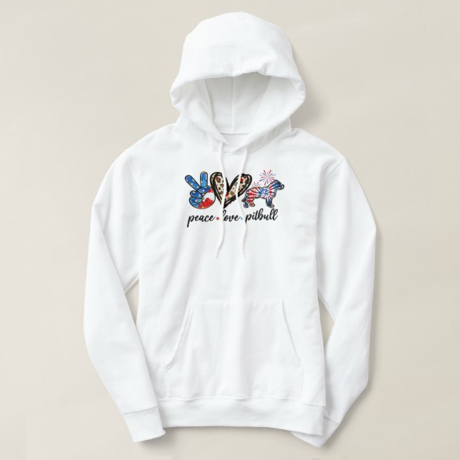 Pitbull Dog Peace Liebe Pitbull Dog Gefärbte Krawa Hoodie (Design vorne)