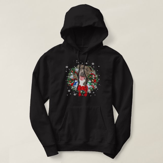Pitbull Dog Pitbull Hund Weihnachtsbaum Lichter Fu Hoodie (Design vorne)