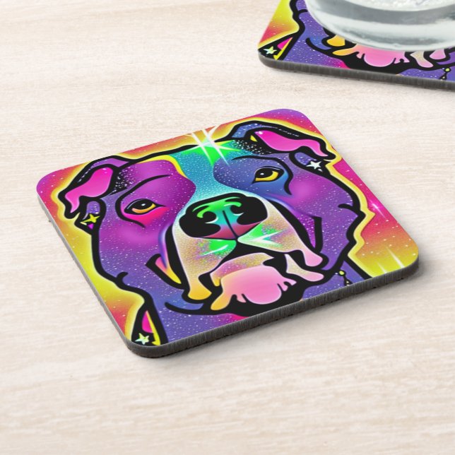 Pitbull Dog Pop Art Getränkeuntersetzer (Linke Seite)