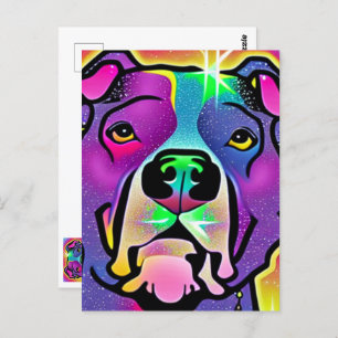 Pitbull Dog Pop Art Postkarte