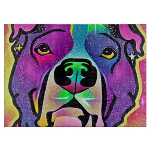 Pitbull Dog Pop Art Schneidebrett (Vorderseite)