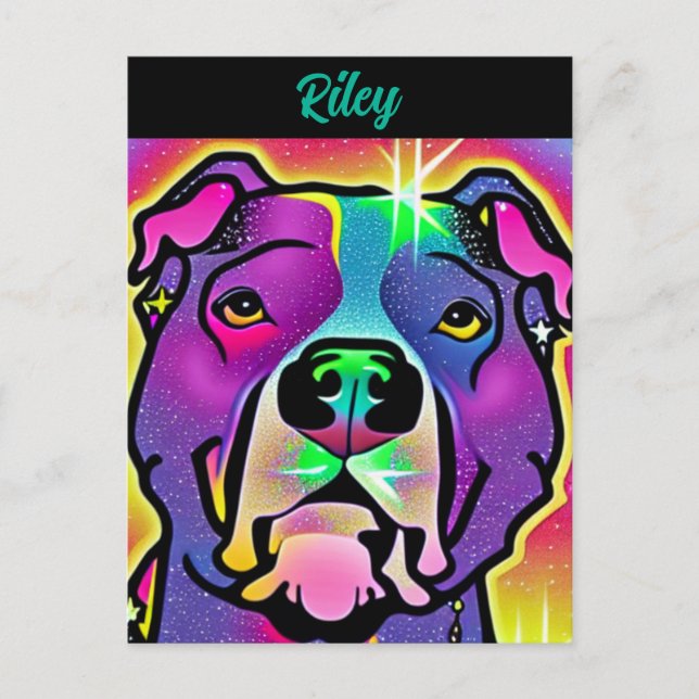 Pitbull Dog Pop Personalisiert Postkarte (Vorderseite)
