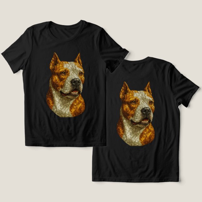 Pitbull Dog Portrait Tri-Blend Shirt (Design Vorderseite & Rückseite)