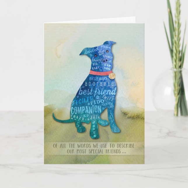 Pitbull Dog Sympathy Card - von allen Wörtern Karte (Vorderseite)