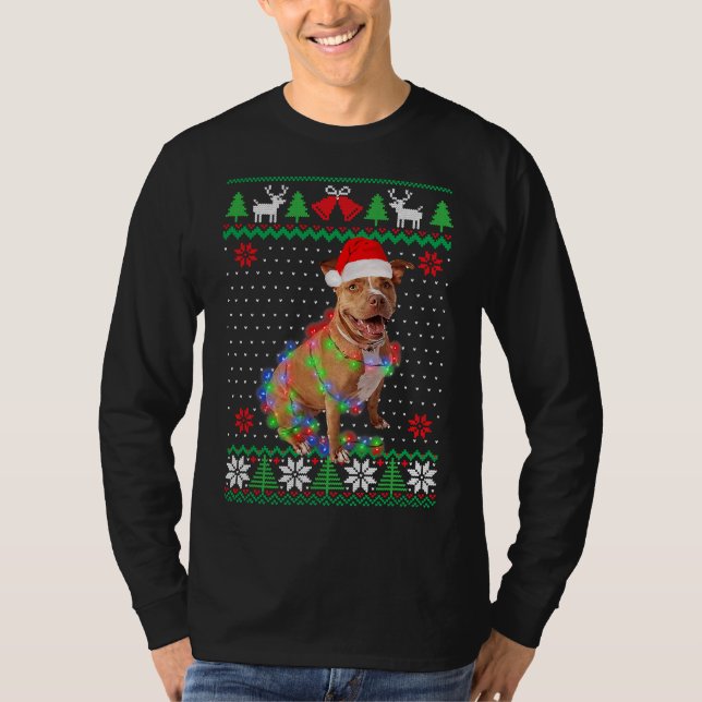 Pitbull Dog Uglyer Christmas Puppy Dog T-Shirt (Vorderseite)