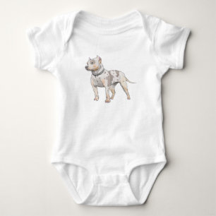 Pitbull Dog Wasserfarbe Sketch Baby Strampler