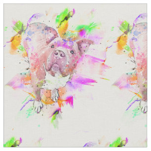 Pitbull Dog Wasserfarben Kunst Stoff
