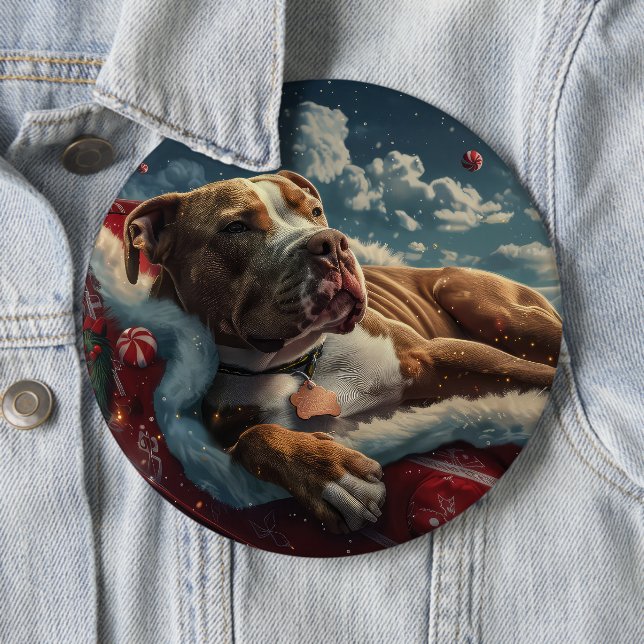 Pitbull Dog Weihnachtsfest Button (Beispiel)