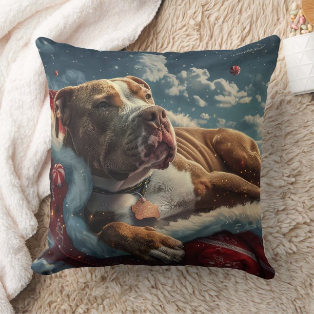 Pitbull Dog Weihnachtsfest Kissen (Decke)