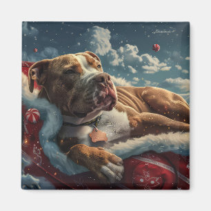 Pitbull Dog Weihnachtsfest Magnet