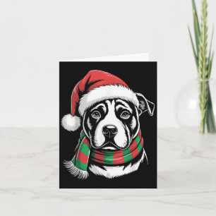 Pitbull Dog Xmas Weihnachtsmannmütze Scarf Weihnac Karte