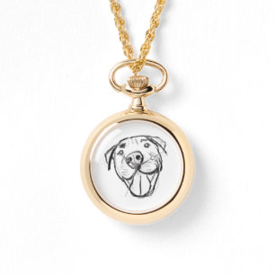 Pitbull Drawing Sing Dog Lovers Black White Armbanduhr