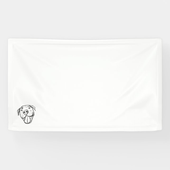 Pitbull Drawing Sing Dog Lovers Black White Banner (Horizontal)