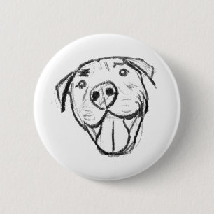 Pitbull Drawing Sing Dog Lovers Black White Button