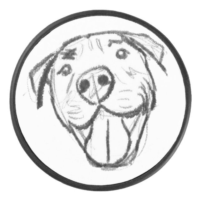 Pitbull Drawing Sing Dog Lovers Black White Eishockey Puck (Vorderseite)