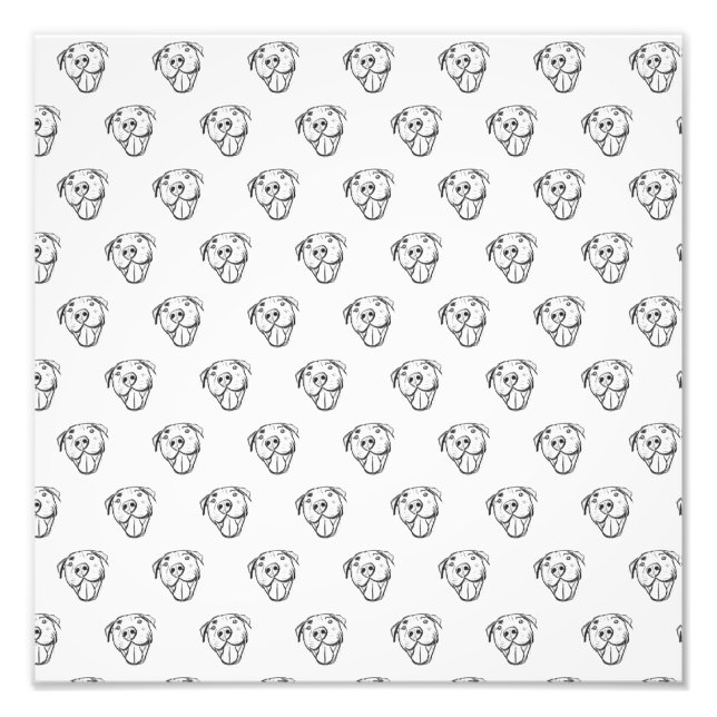 Pitbull Drawing Sing Dog Lovers Black White Fotodruck (Vorne)