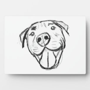 Pitbull Drawing Sing Dog Lovers Black White Fotoplatte